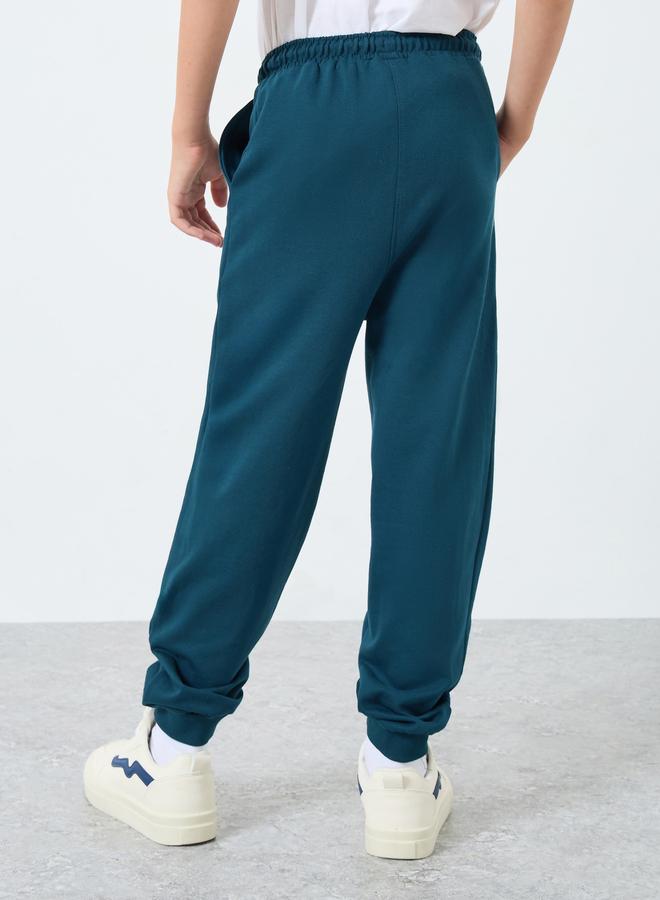 Styli Kids Blue Cotton Joggers With Drawstring Waist - Image 3